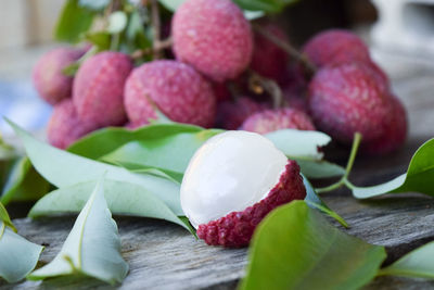 Close-up of fruits on table