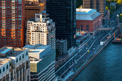 Aerial view of modern buildings in city