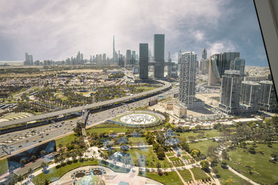 High angle view of cityscape