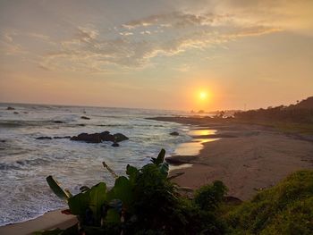 Scenic view of sea against sky during sunset