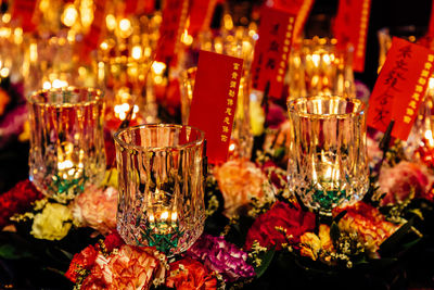 Close-up of decorations on table