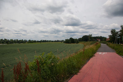 Scenic view of land against sky