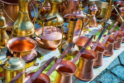 Copper pots at the gypsy fair