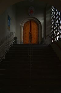 Low angle view of staircase in temple