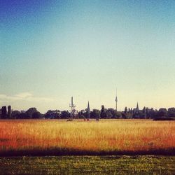 View of landscape against clear sky