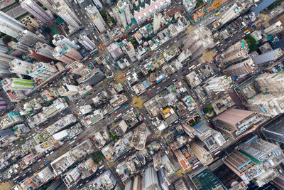 High angle view of street amidst buildings in city