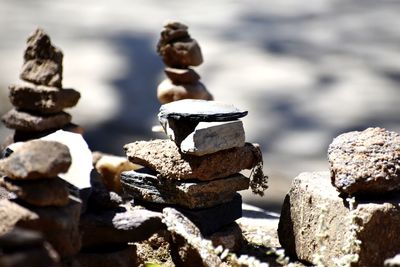 Close-up of stack of stones