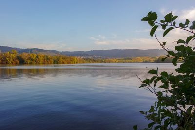 Scenic view of lake against sky