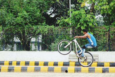 Man riding bicycle