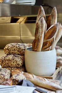 Close-up of bread on table