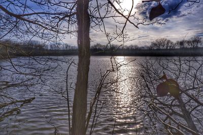 Scenic view of lake against sky