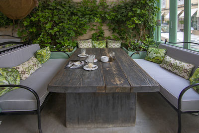 Potted plants on table at home