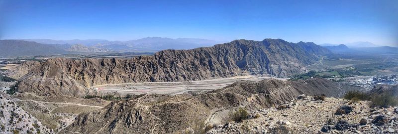 Scenic view of mountains against clear sky