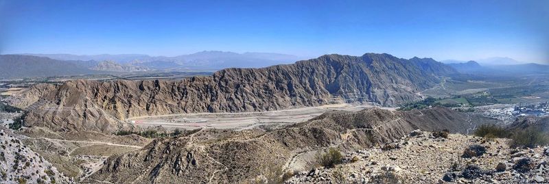 Scenic view of mountains against clear sky