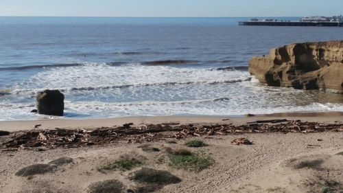 Scenic view of sea against clear sky