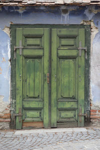 Closed door of old building