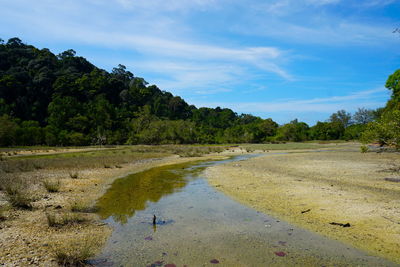 Scenic view of lake against sky