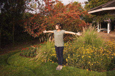 View of person standing by plants