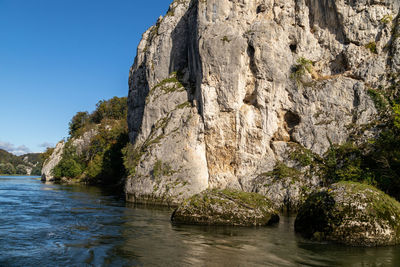 Nature reserve at danube river breakthrough nearby kelheim with limestone rock formations