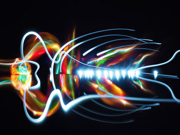 Light painting against black background