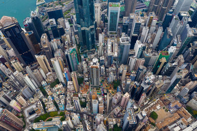 Aerial view of modern buildings in city