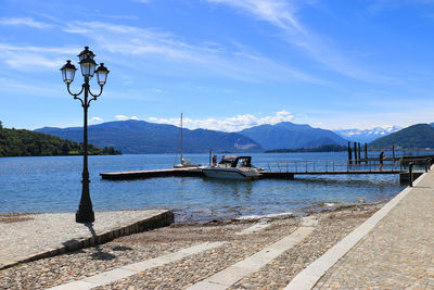 Scenic view of sea against blue sky