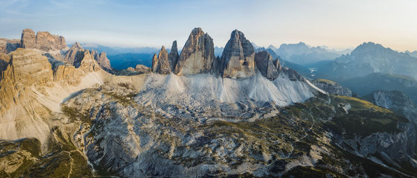 Panoramic view of rocky mountains against sky