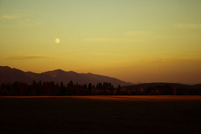 Scenic view of mountains during sunset