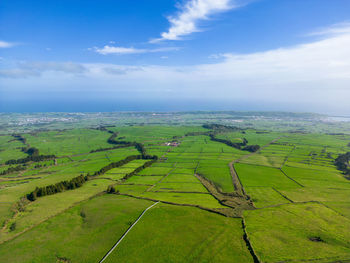 Aerial view of landscape against sky