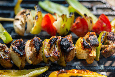 Close-up of vegetables on barbecue