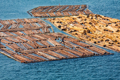 High angle view of pier over sea