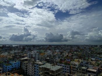 High angle view of townscape against sky
