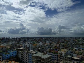 High angle view of townscape against sky