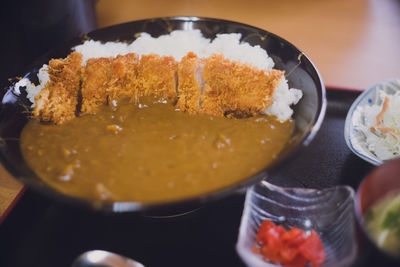 Close-up of food on table