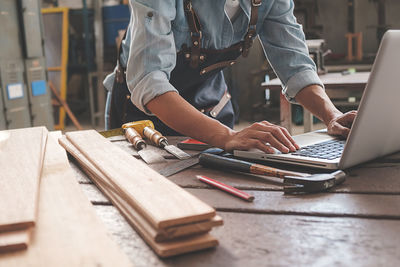 Man working on table