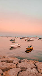 Fishing boats in istanbul at sunset