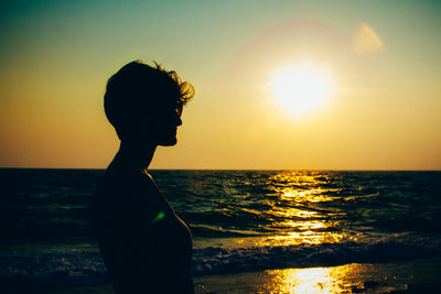 Scenic view of sea at sunset