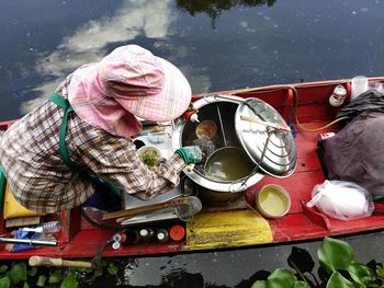 Man working in boat