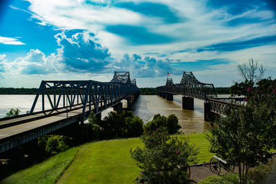 Bridge against cloudy sky