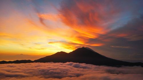 Scenic view of dramatic sky during sunset