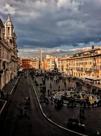 High angle view of a piazza amidst buildings in city