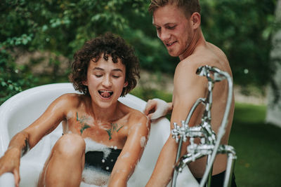 Portrait of a smiling young couple