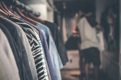 Clothes on rack at store