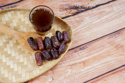 High angle view of food on table