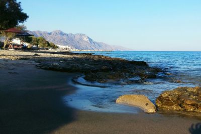 Scenic view of sea against clear sky