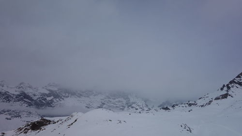 Scenic view of snow covered mountains against sky