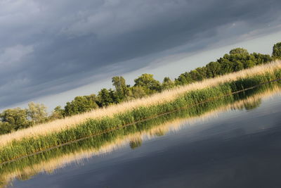 Scenic view of lake against sky