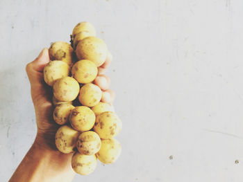 High angle view of fruits on table