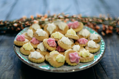 Close-up of dessert in plate on table