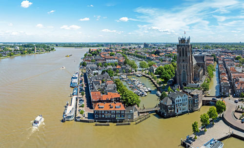 Aerial panorama from the city dordrecht in the netherlands